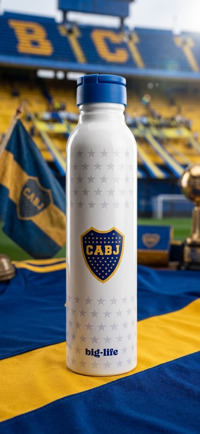 Botella aluminio blanca c/tapa azul