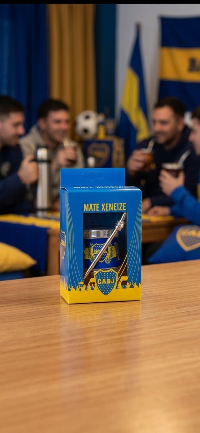 Mate c/bombilla en caja - azul
